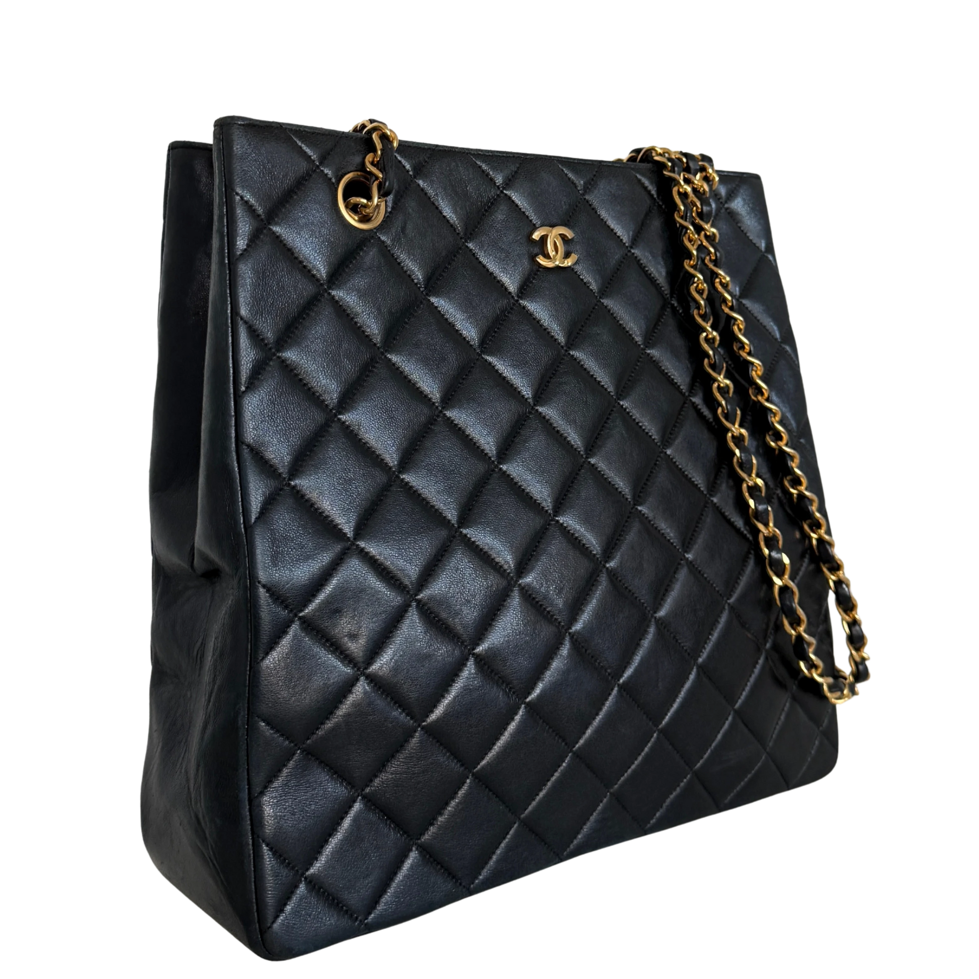 Chanel Matelassé Tote Bag mit Kettenriemen Schwarz / gut Chanel