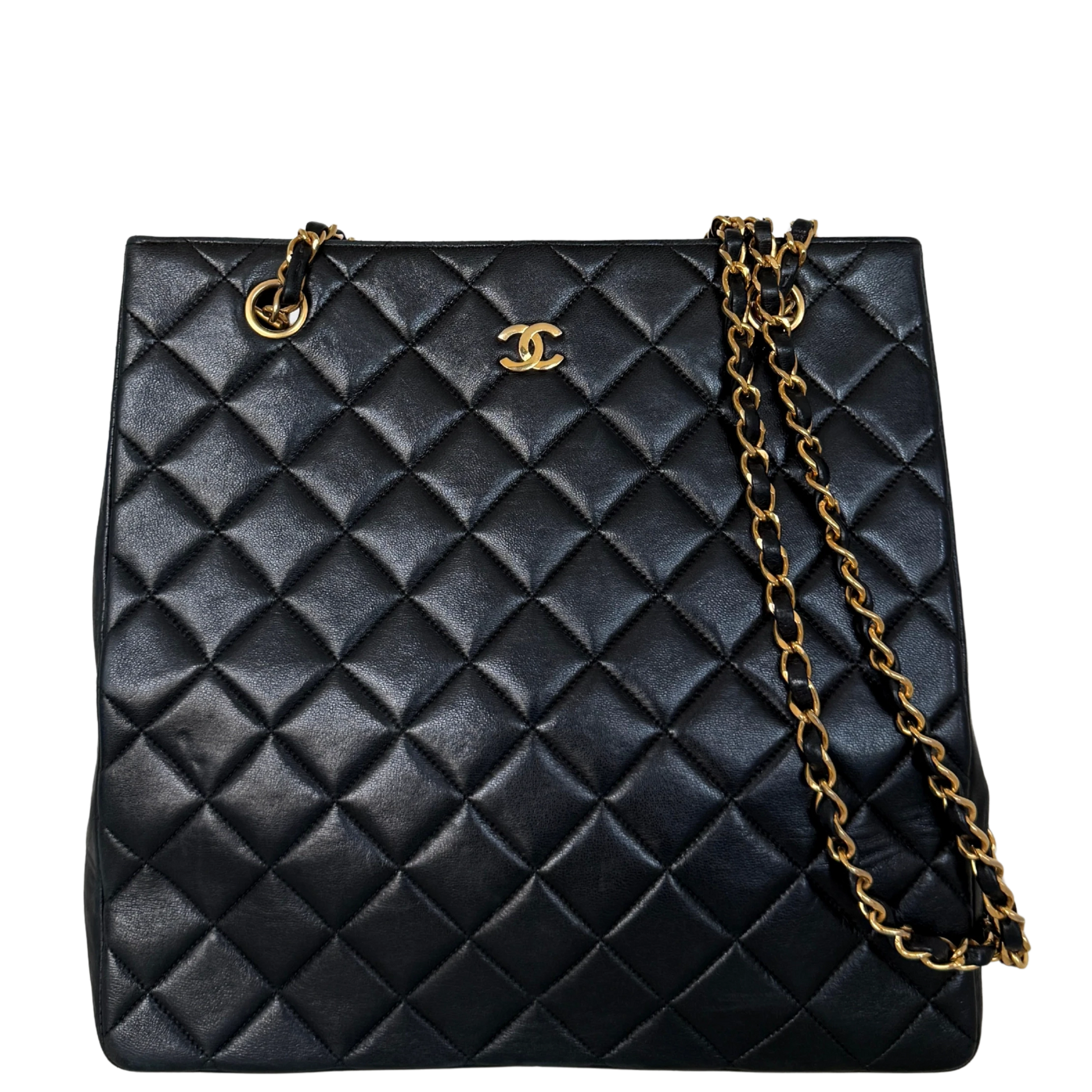 Chanel Matelassé Tote Bag mit Kettenriemen Schwarz / gut Chanel