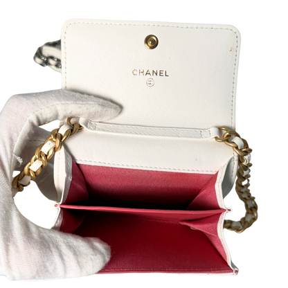 Chanel 19 Flap Coin Geldbörse Weiß Fullset / gut Chanel
