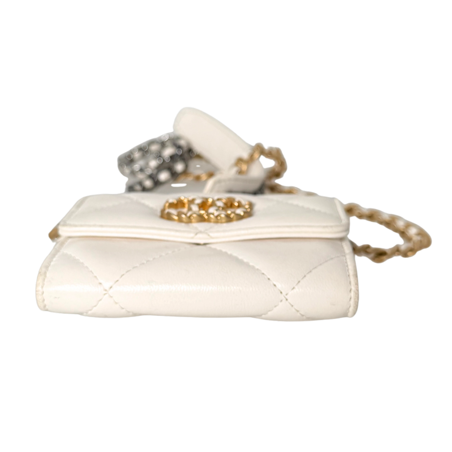 Chanel 19 Flap Coin Geldbörse Weiß Fullset / gut Chanel