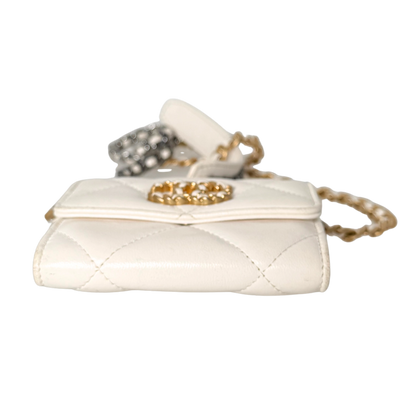 Chanel 19 Flap Coin Geldbörse Weiß Fullset / gut Chanel