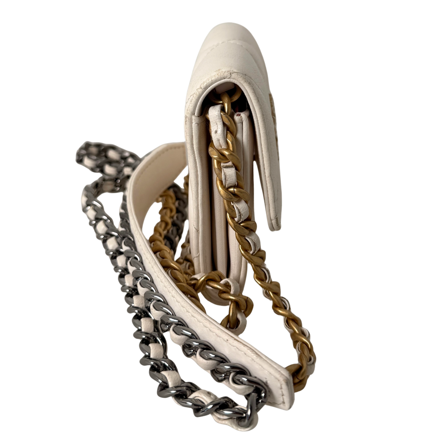 Chanel 19 Flap Coin Geldbörse Weiß Fullset / gut Chanel