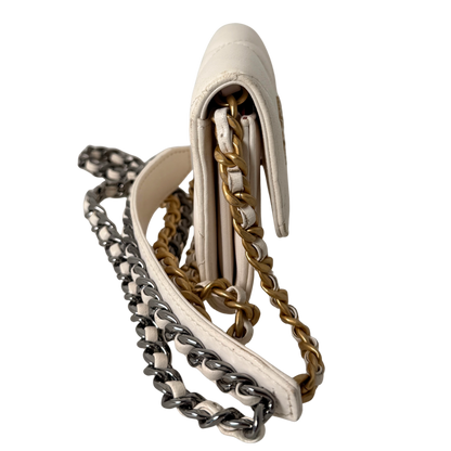 Chanel 19 Flap Coin Geldbörse Weiß Fullset / gut Chanel