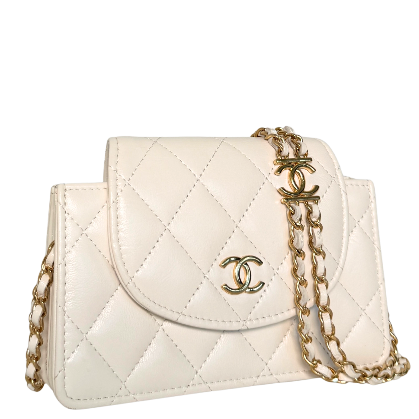 Chanel Mini Flap Bag Weiß / sehr gut Chanel
