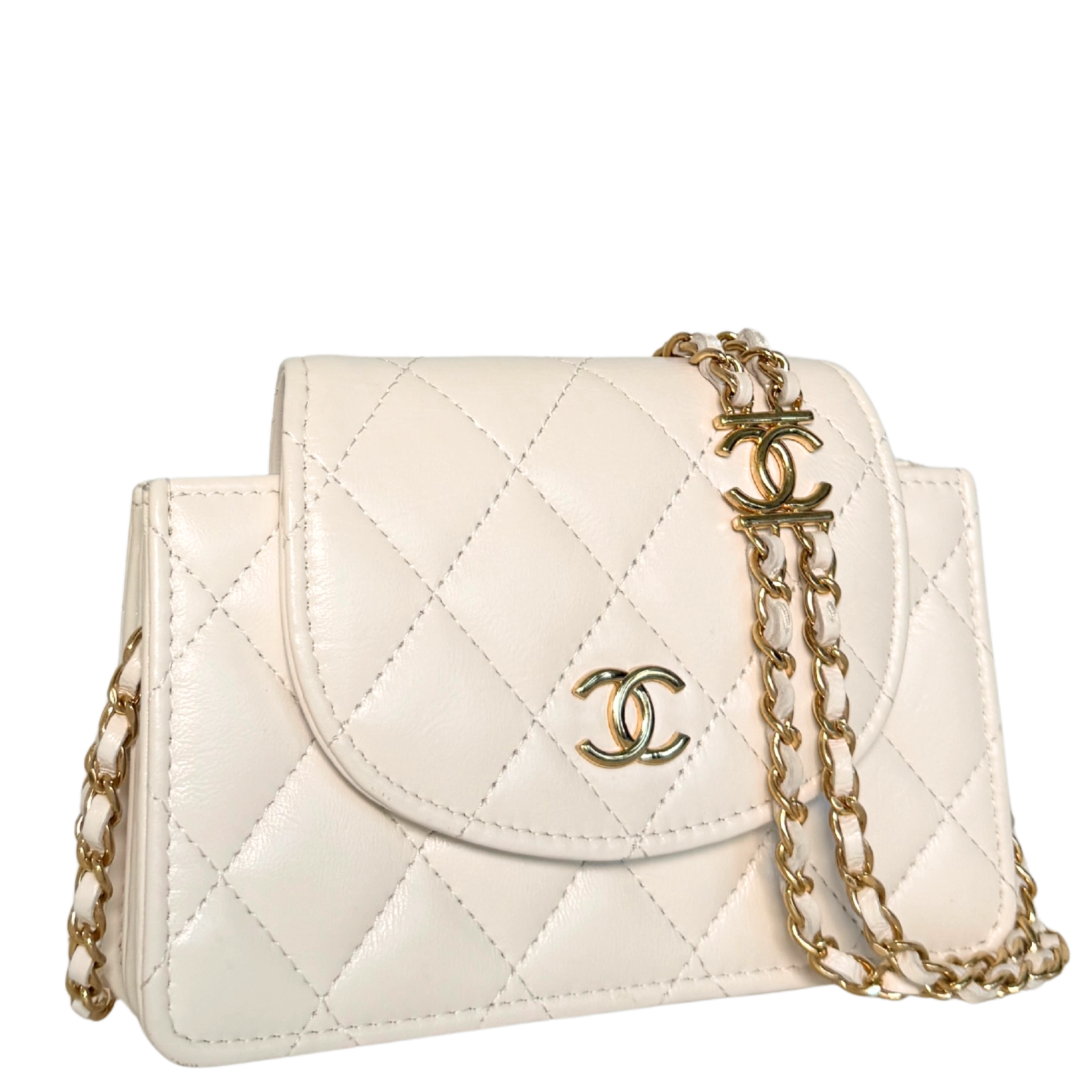 Chanel Mini Flap Bag Weiß / sehr gut Chanel
