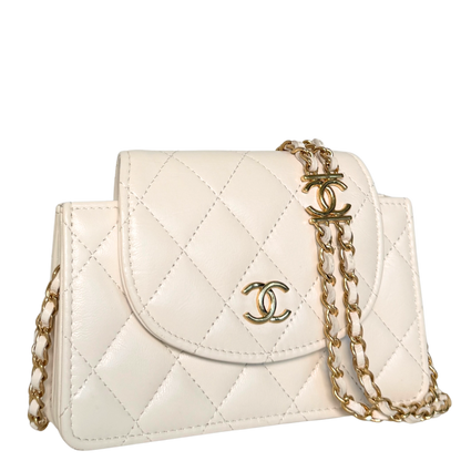 Chanel Mini Flap Bag Weiß / sehr gut Chanel