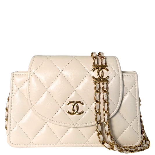 Chanel Mini Flap Bag Weiß / sehr gut Chanel