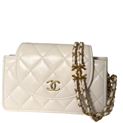 Chanel Mini Flap Bag Weiß / sehr gut Chanel