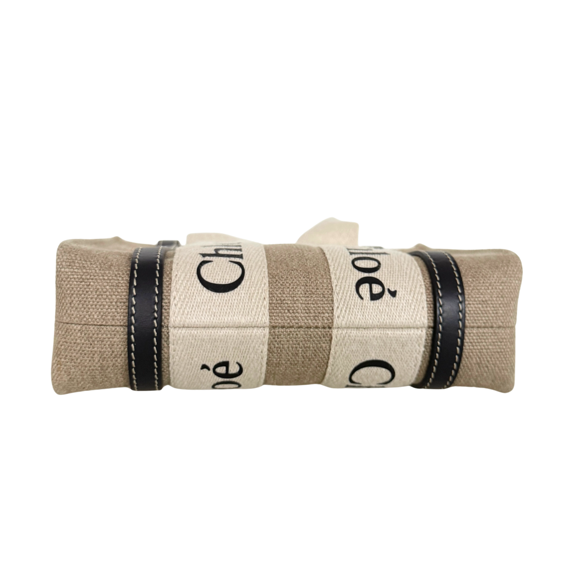 Chloé Woody Mini-Tote Bag aus Leinen Beige / neuwertig Chloé