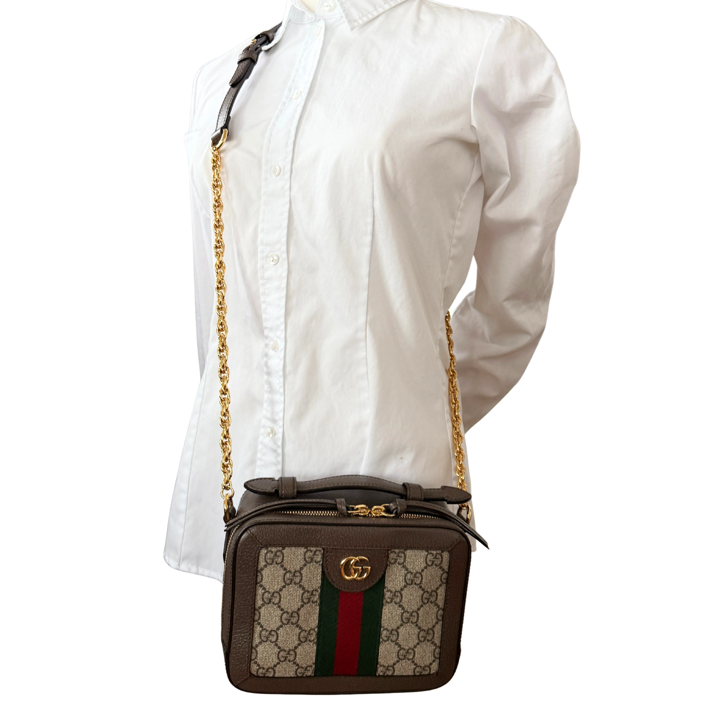 Gucci Ophidia GG Mini Schultertasche Braun / sehr gut Gucci