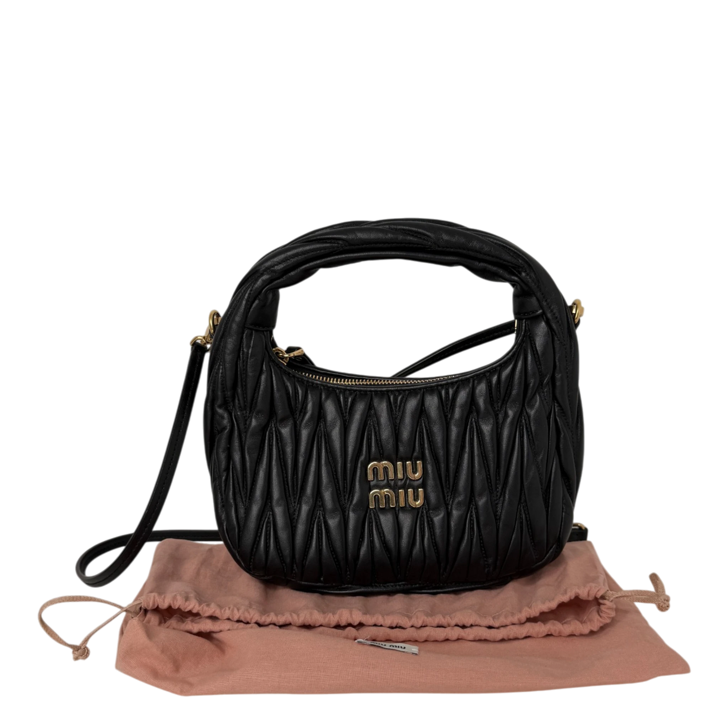 Miu Miu Wander Hobo Bag klein Nappaleder Schwarz MIU MIU