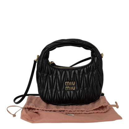 Miu Miu Wander Hobo Bag klein Nappaleder Schwarz MIU MIU