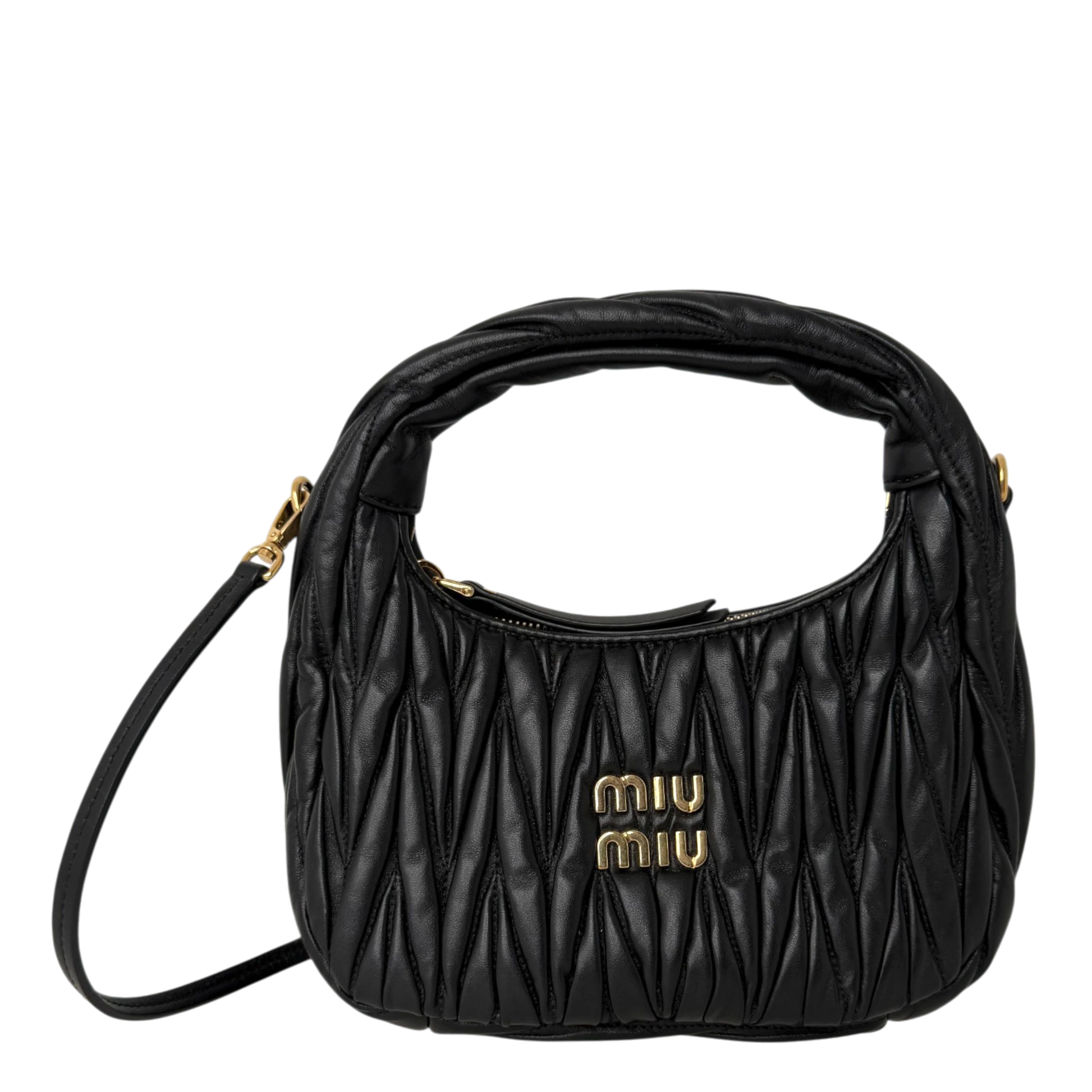 Miu Miu Wander Hobo Bag klein Nappaleder Schwarz MIU MIU