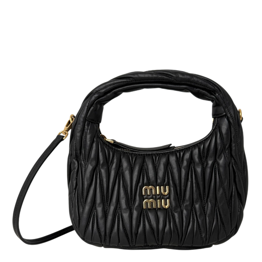 Miu Miu Wander Hobo Bag klein Nappaleder Schwarz MIU MIU
