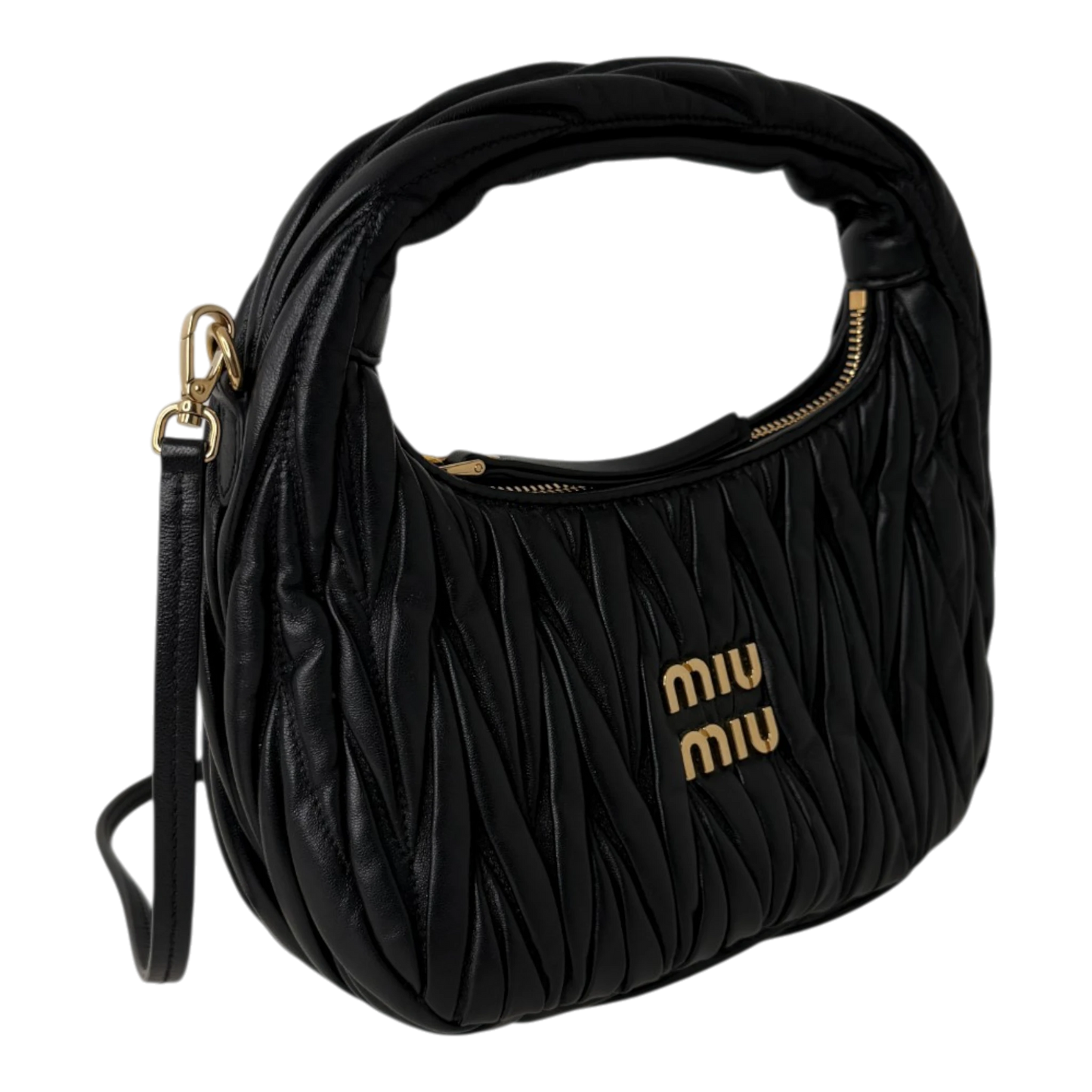 Miu Miu Wander Hobo Bag klein Nappaleder Schwarz MIU MIU
