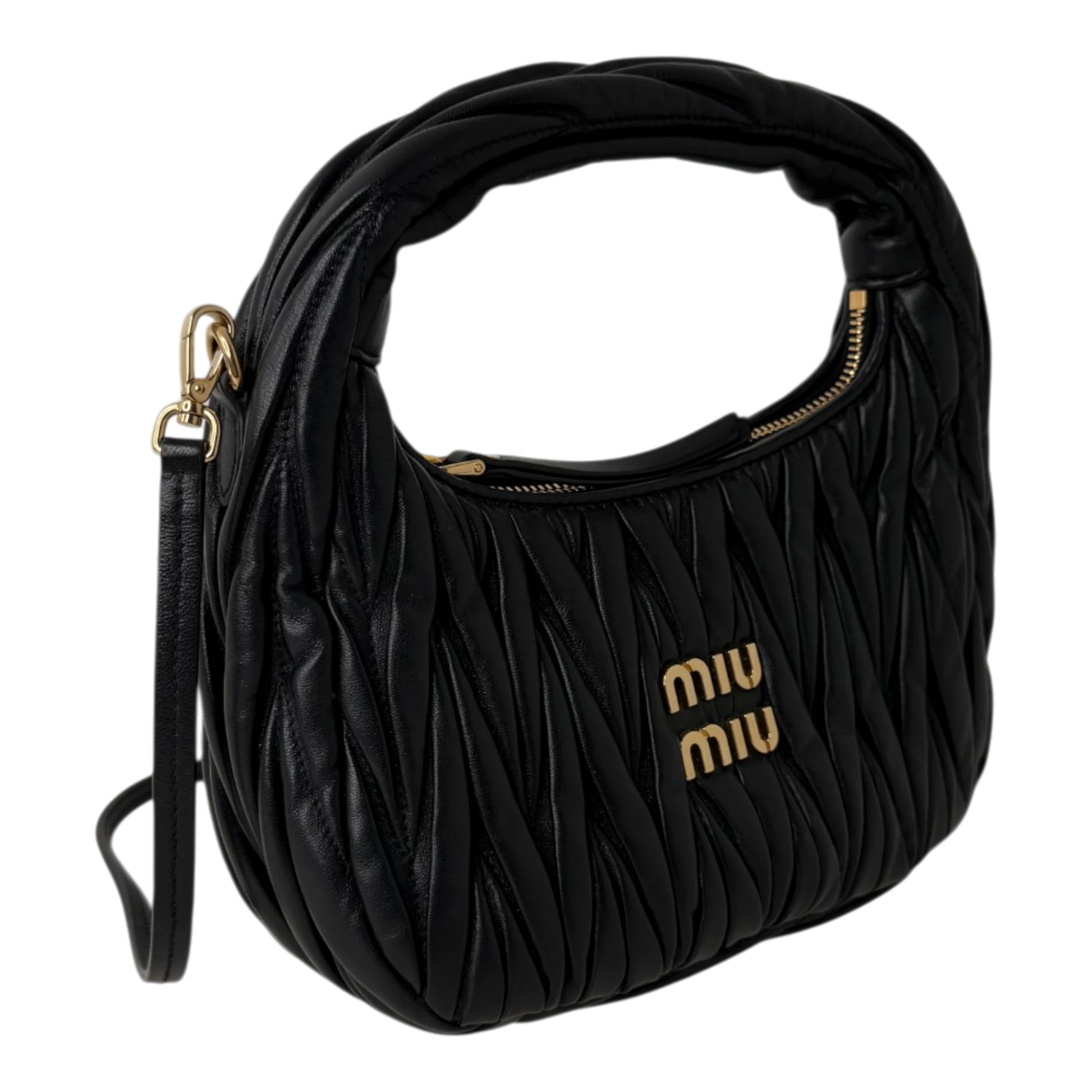 Miu Miu Wander Hobo Bag klein Nappaleder Schwarz MIU MIU