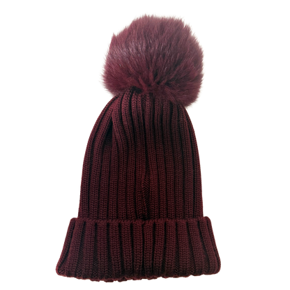 Moncler gerippte Strickmütze aus Wolle Weinrot / sehr gut