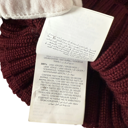 Moncler gerippte Strickmütze aus Wolle Weinrot / sehr gut