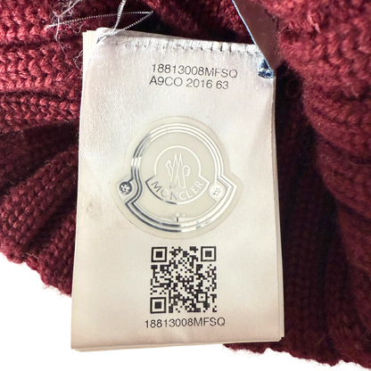 Moncler gerippte Strickmütze aus Wolle Weinrot / sehr gut