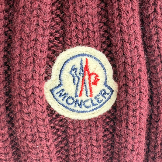 Moncler gerippter Strickschal aus Wolle Weinrot / sehr gut