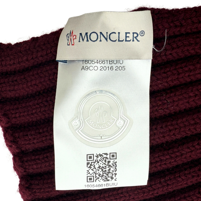 Moncler gerippter Strickschal aus Wolle Weinrot / sehr gut