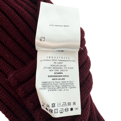 Moncler gerippter Strickschal aus Wolle Weinrot / sehr gut