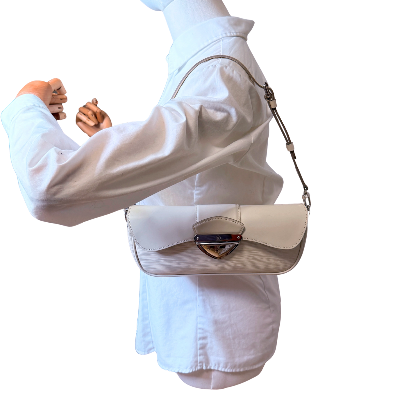 Louis Vuitton Montaigne Clutch Epi Leder creme / neuwertig Louis Vuitton