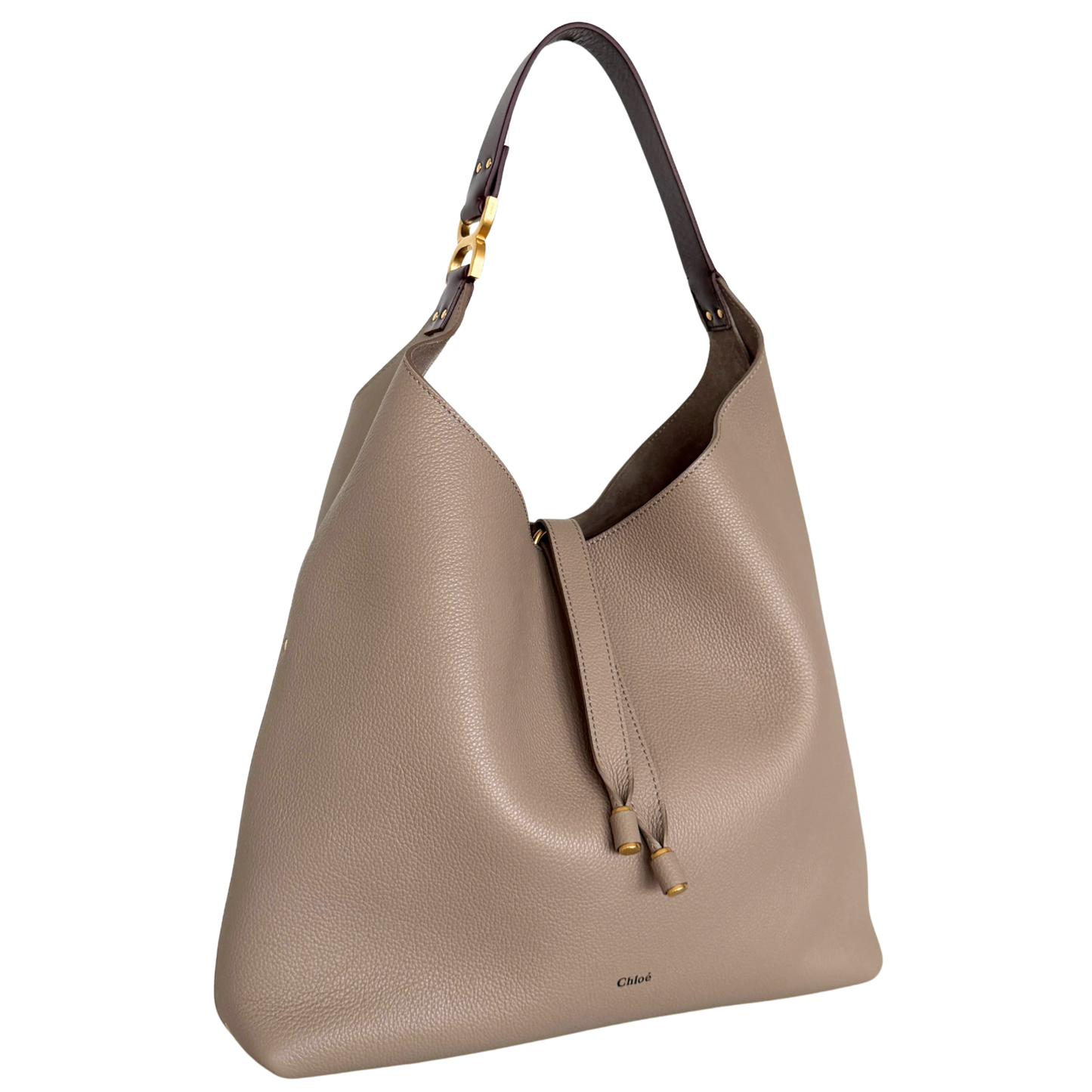 Chloé Marcie Hobo Bag aus genarbtem Leder Motty Grey / neuwertig Echtheitscheck