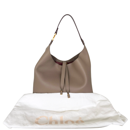 Chloé Marcie Hobo Bag aus genarbtem Leder Motty Grey / neuwertig Echtheitscheck
