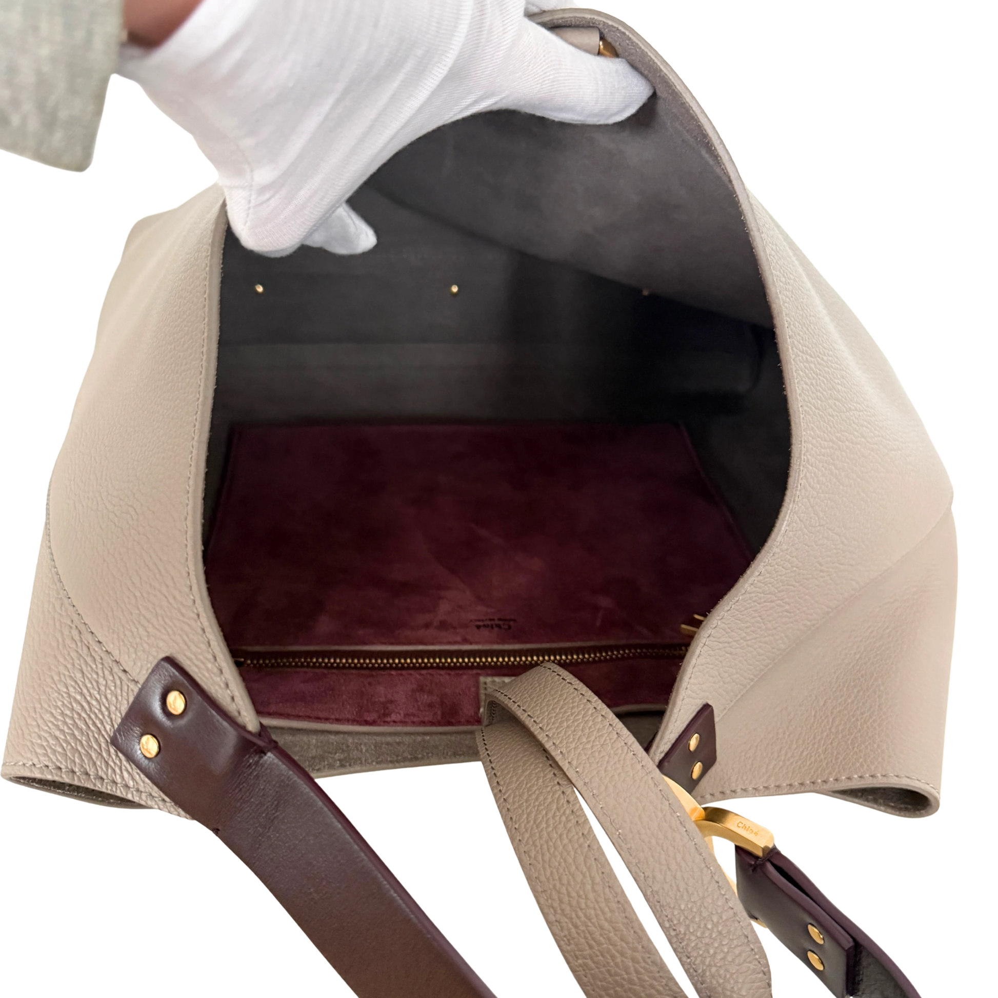 Chloé Marcie Hobo Bag aus genarbtem Leder Motty Grey / neuwertig Echtheitscheck