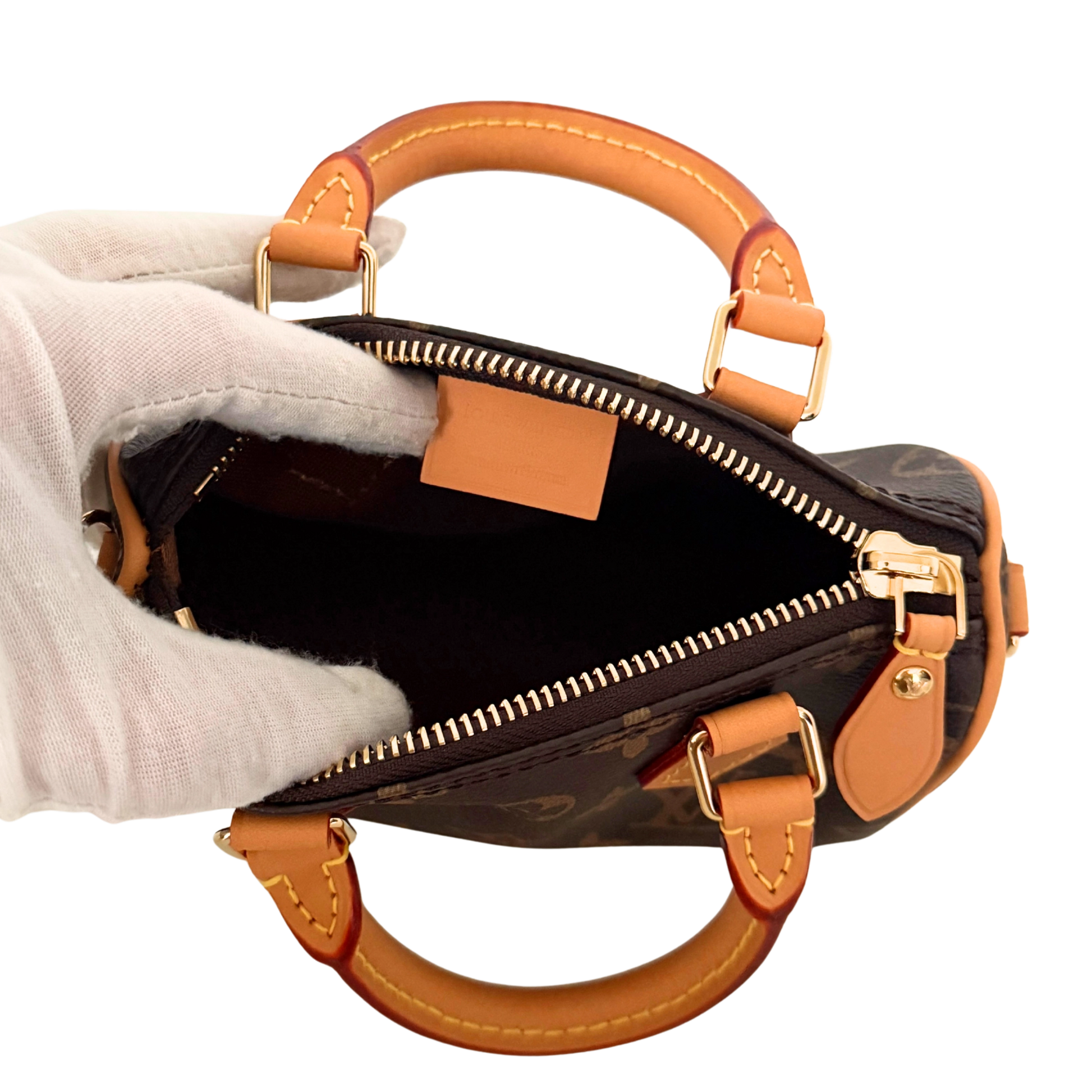 Louis Vuitton Nano Speedy Monogram Canvas Braun / neuwertig Louis Vuitton