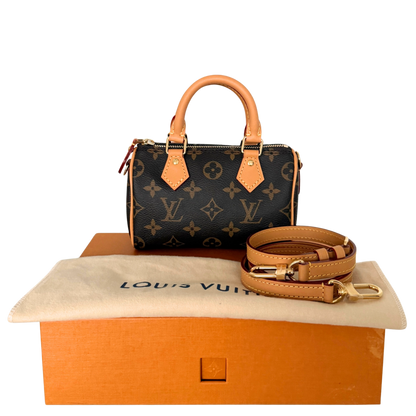Louis Vuitton Nano Speedy Monogram Canvas Braun / neuwertig Louis Vuitton