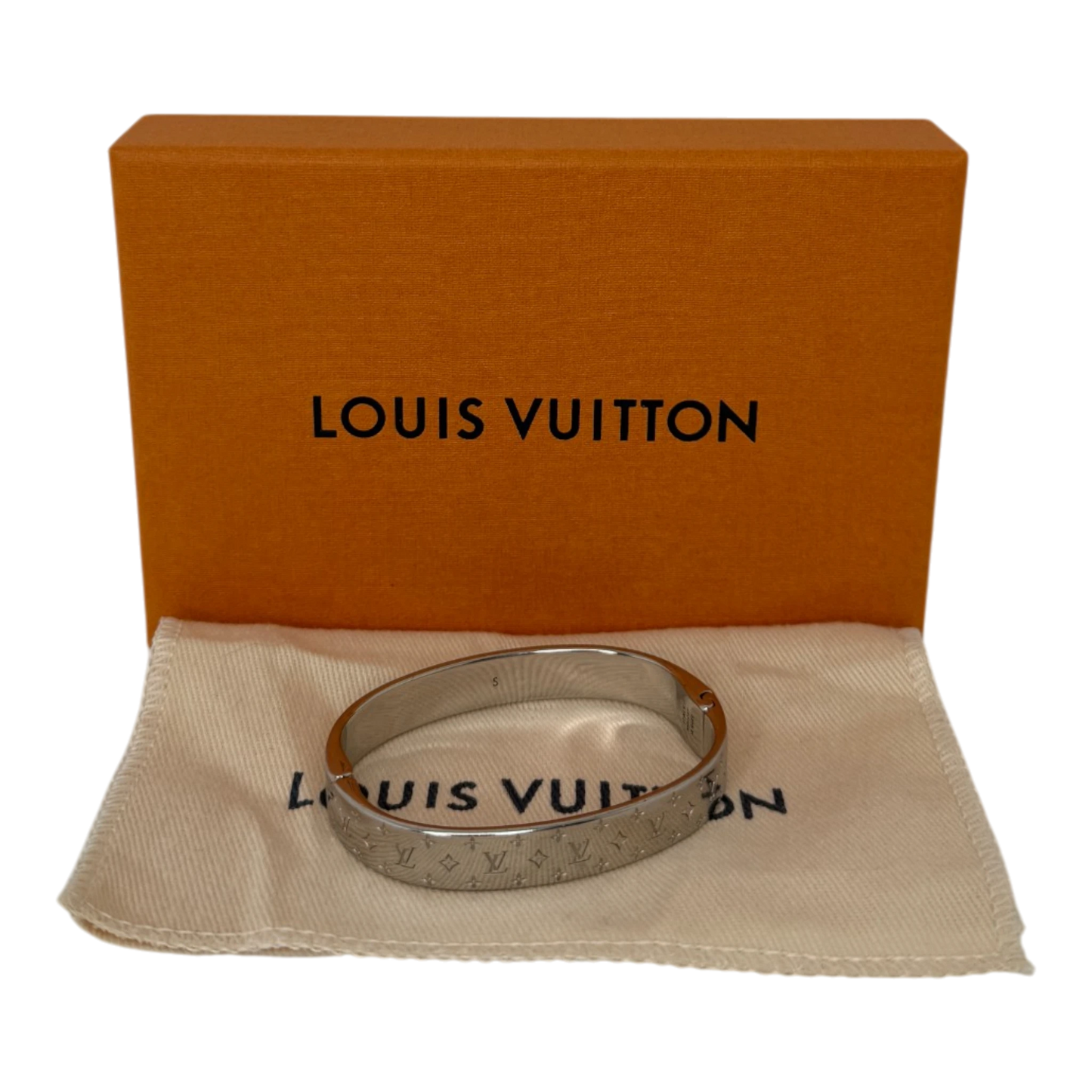 Louis Vuitton Nanogram Cuff Bracelet M00249 Silber Größe S Louis Vuitton