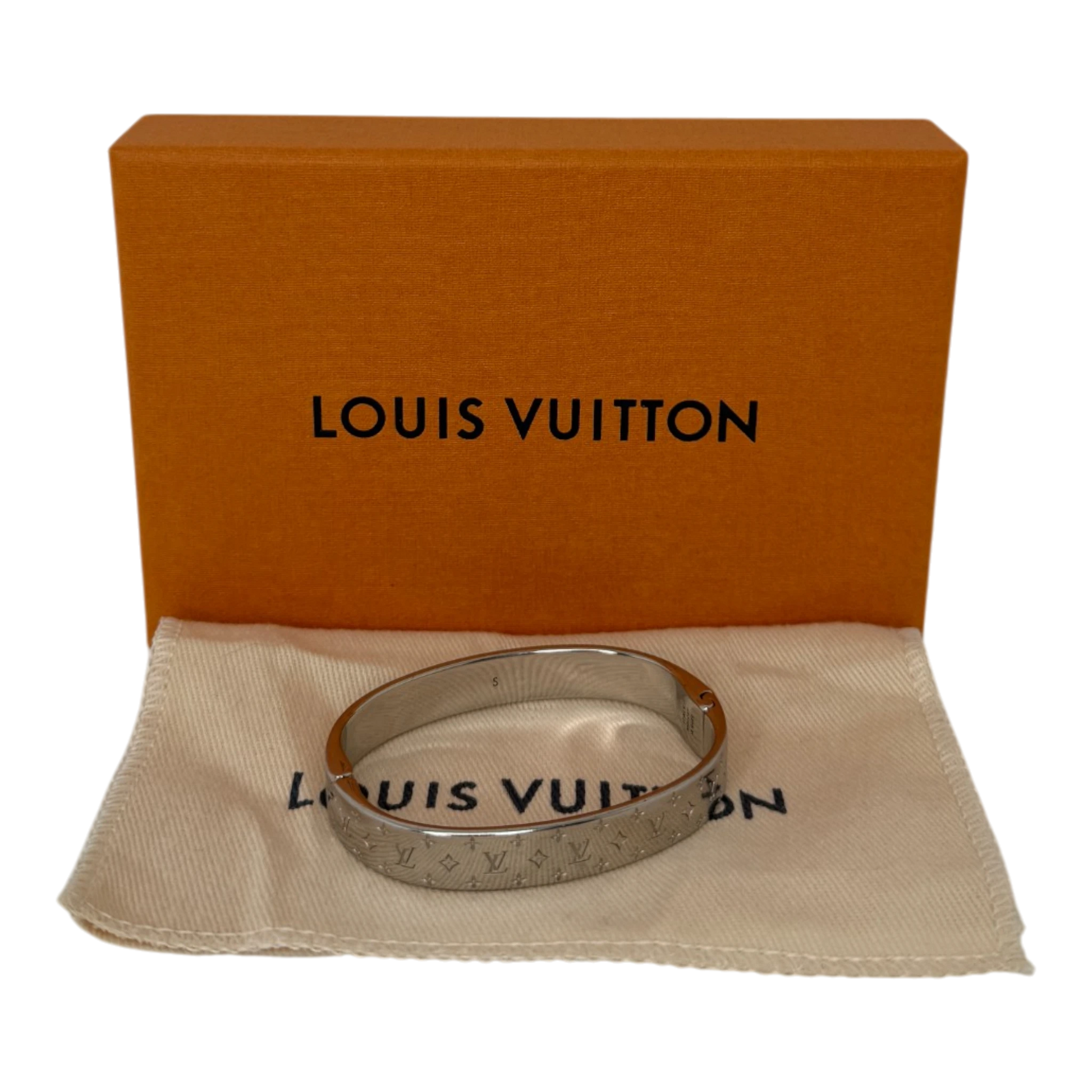 Louis Vuitton Nanogram Cuff Bracelet M00249 Silber Größe S Louis Vuitton