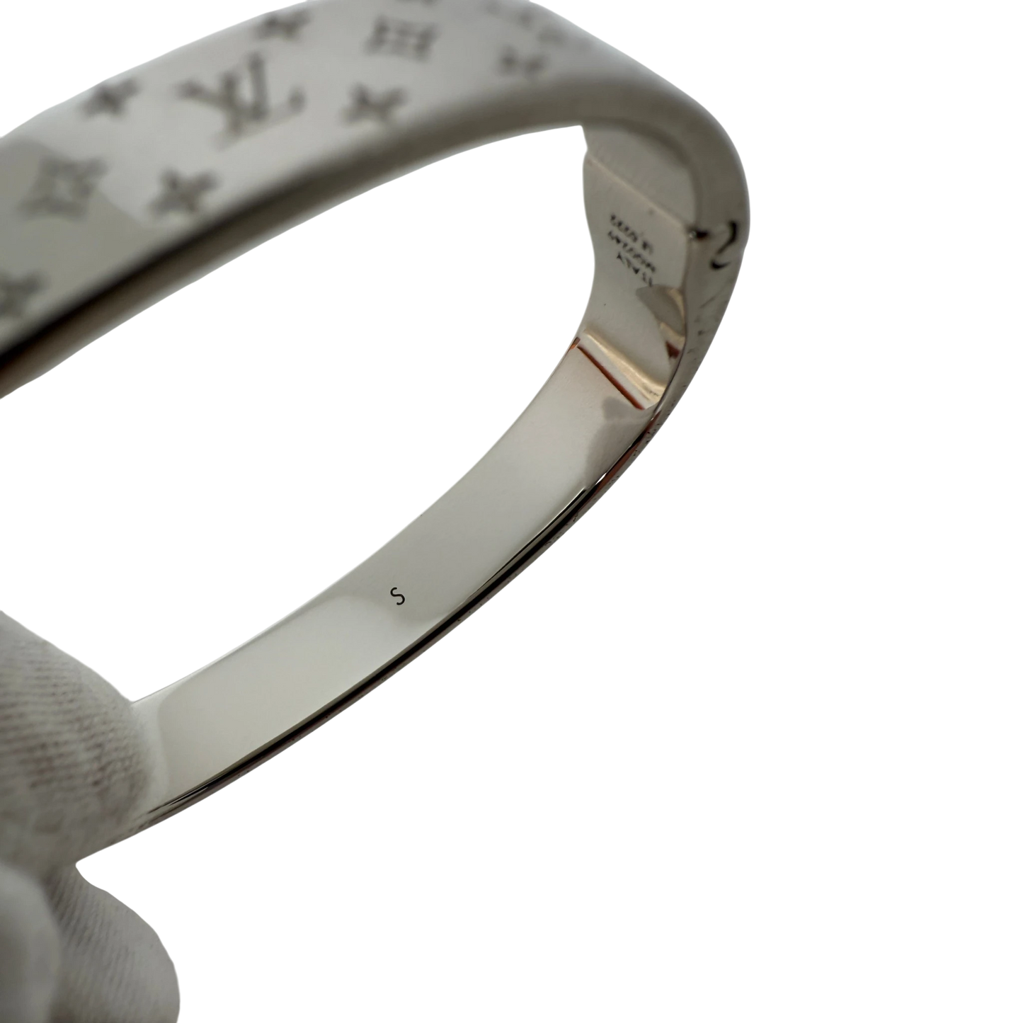 Louis Vuitton Nanogram Cuff Bracelet M00249 Silber Größe S Louis Vuitton