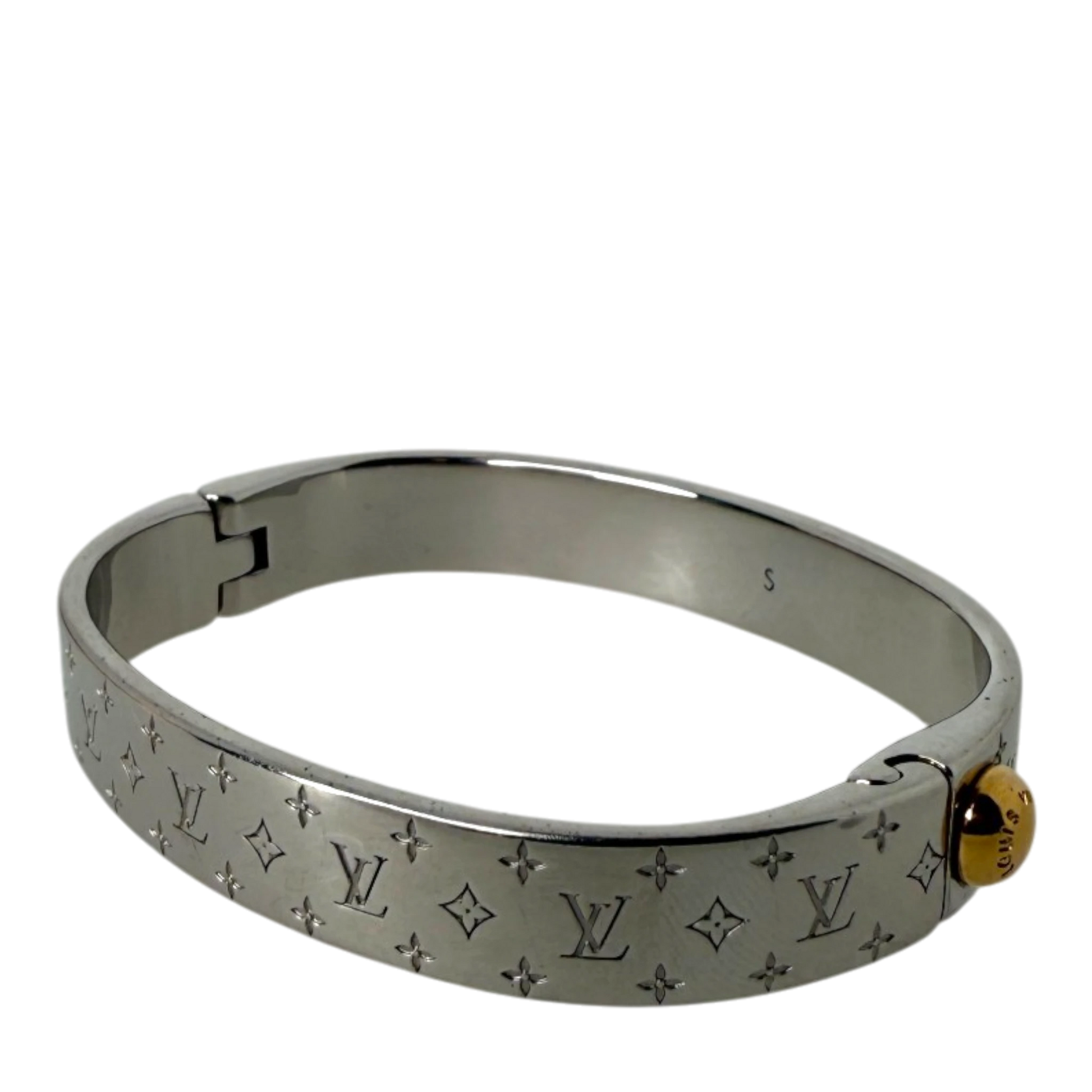 Louis Vuitton Nanogram Cuff Bracelet M00249 Silber Größe S Louis Vuitton