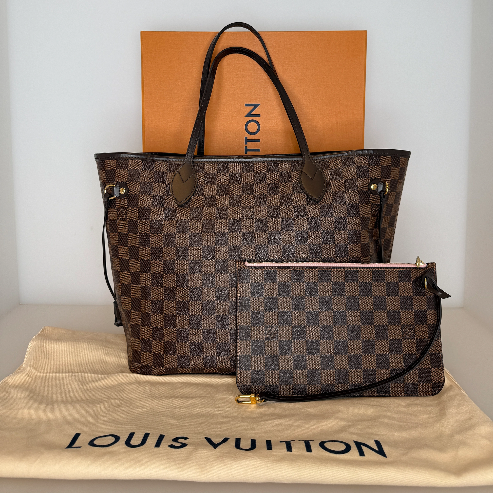 Louis Vuitton Neverfull MM Damier Ebene Canvas N41358 Braun / sehr gut Louis Vuitton