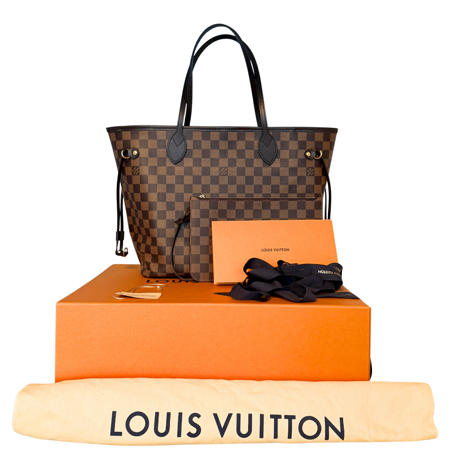 Louis Vuitton Neverfull MM Damier Ebene Braun Fullset 2025 / neuwertig