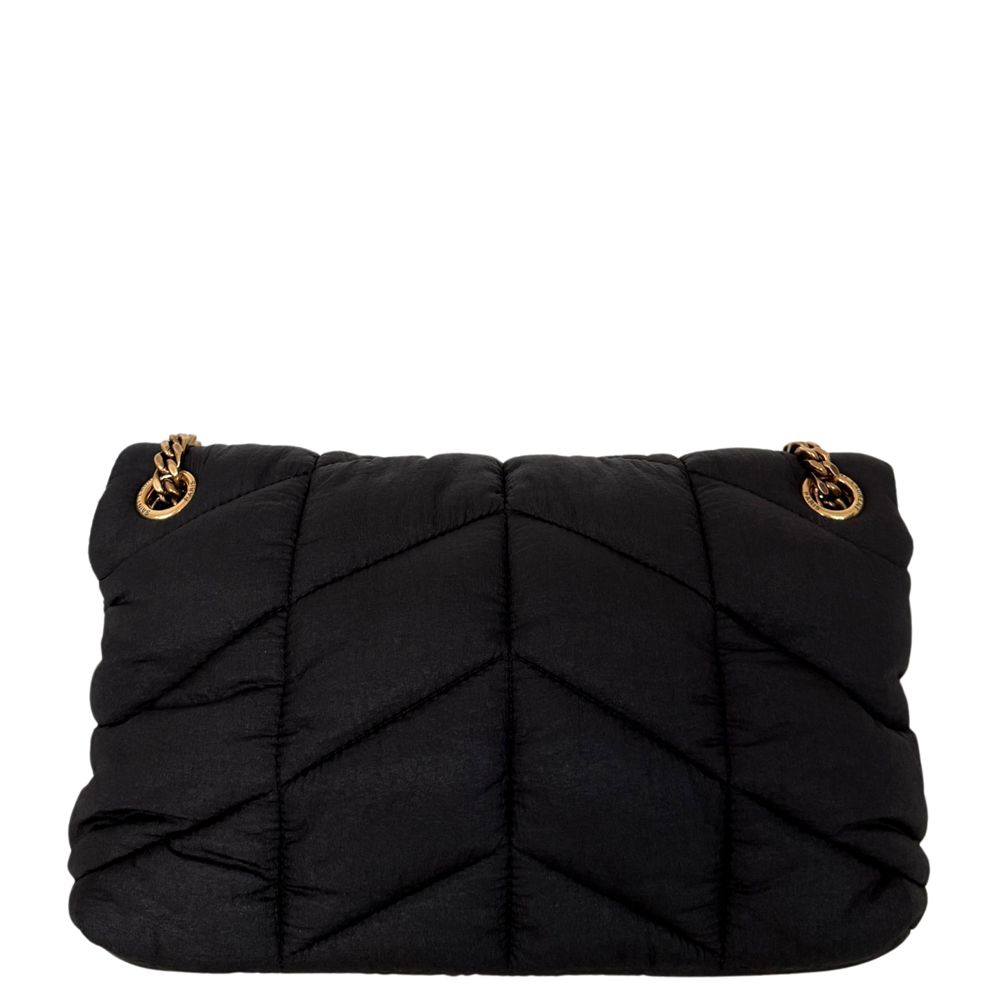 Saint Laurent LouLou Puffer Small Nylon Schultertasche Schwarz / sehr gut