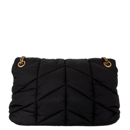 Saint Laurent LouLou Puffer Small Nylon Schultertasche Schwarz / sehr gut