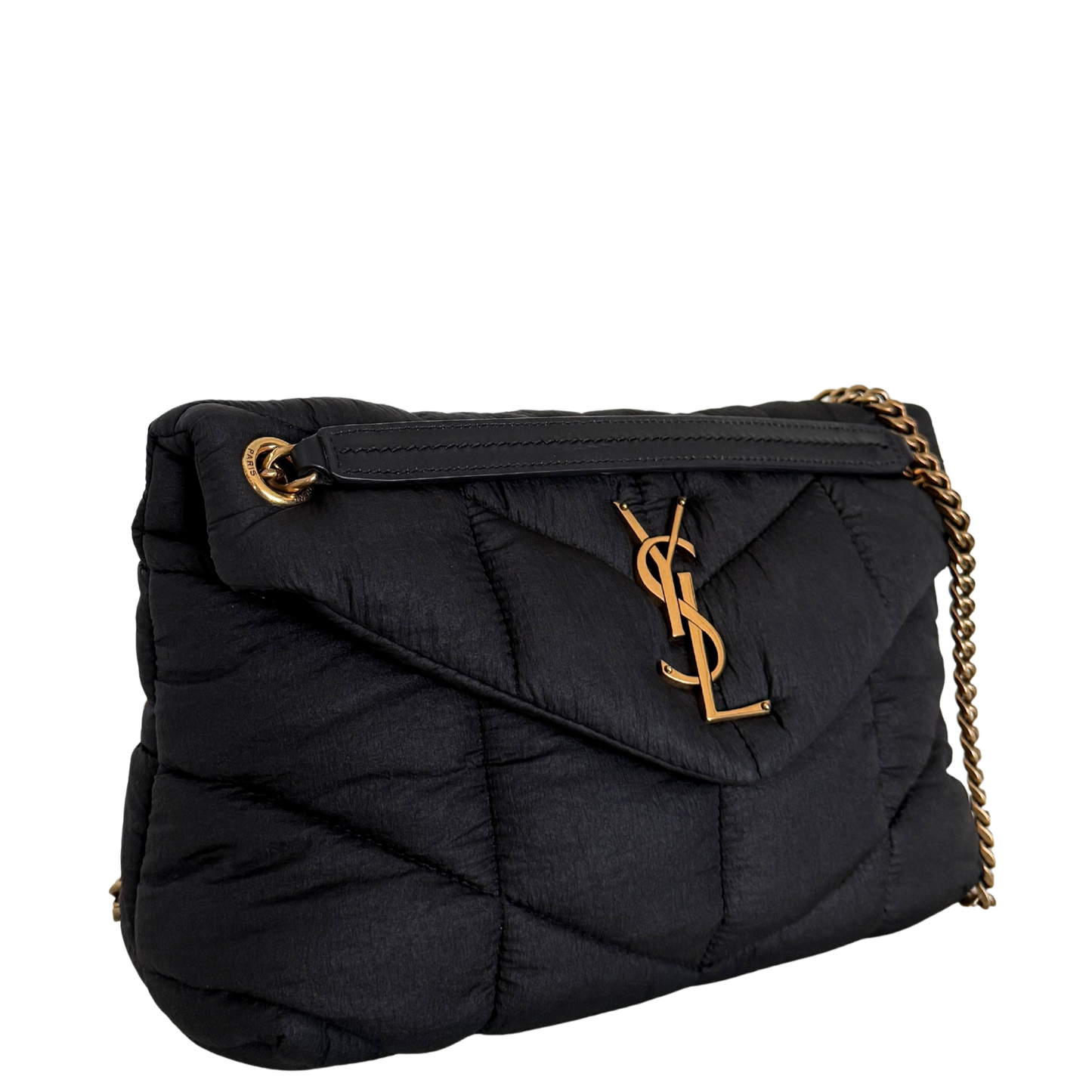 Saint Laurent LouLou Puffer Small Nylon Schultertasche Schwarz / sehr gut