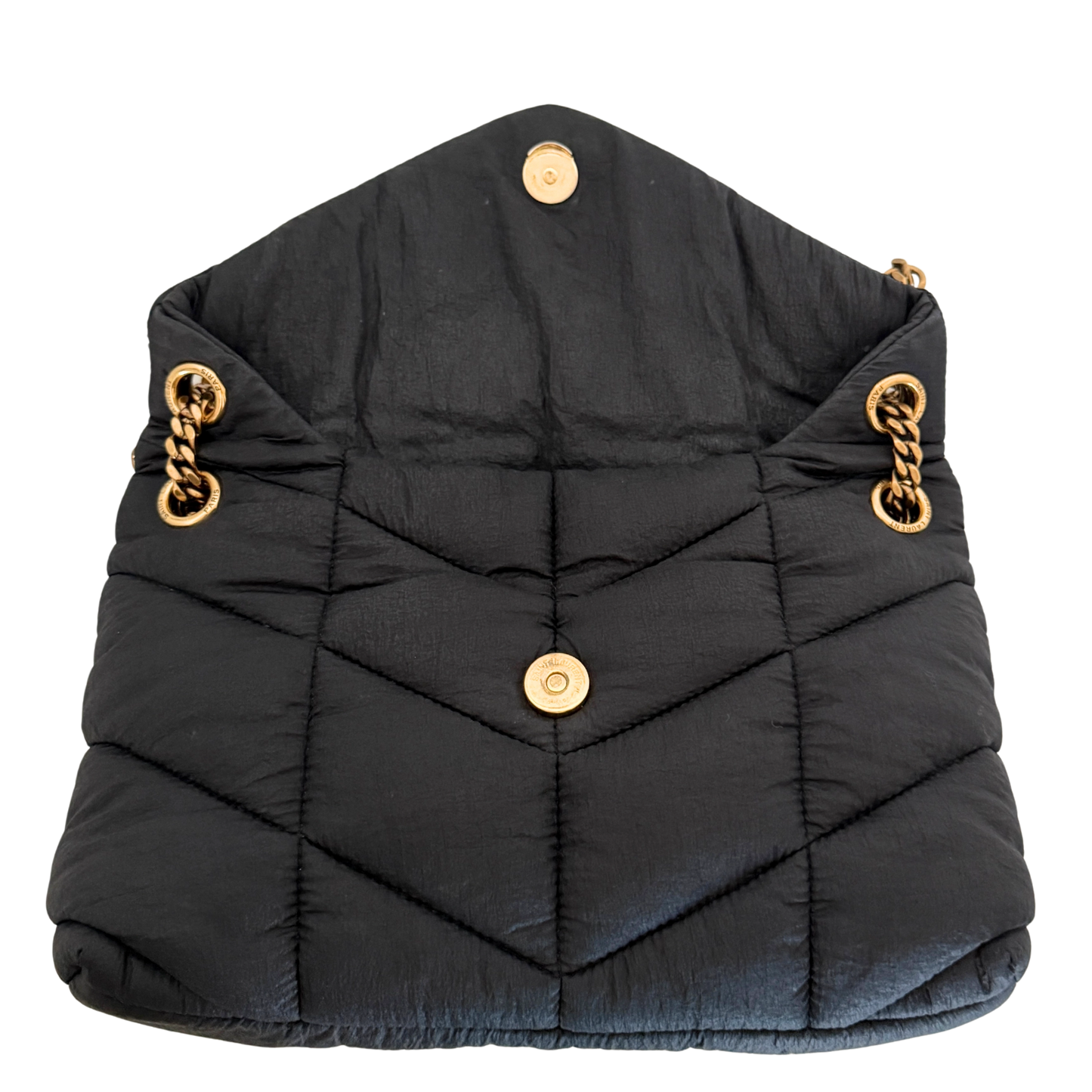 Saint Laurent LouLou Puffer Small Nylon Schultertasche Schwarz / sehr gut