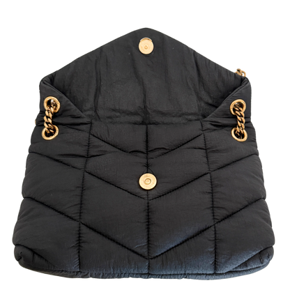 Saint Laurent LouLou Puffer Small Nylon Schultertasche Schwarz / sehr gut