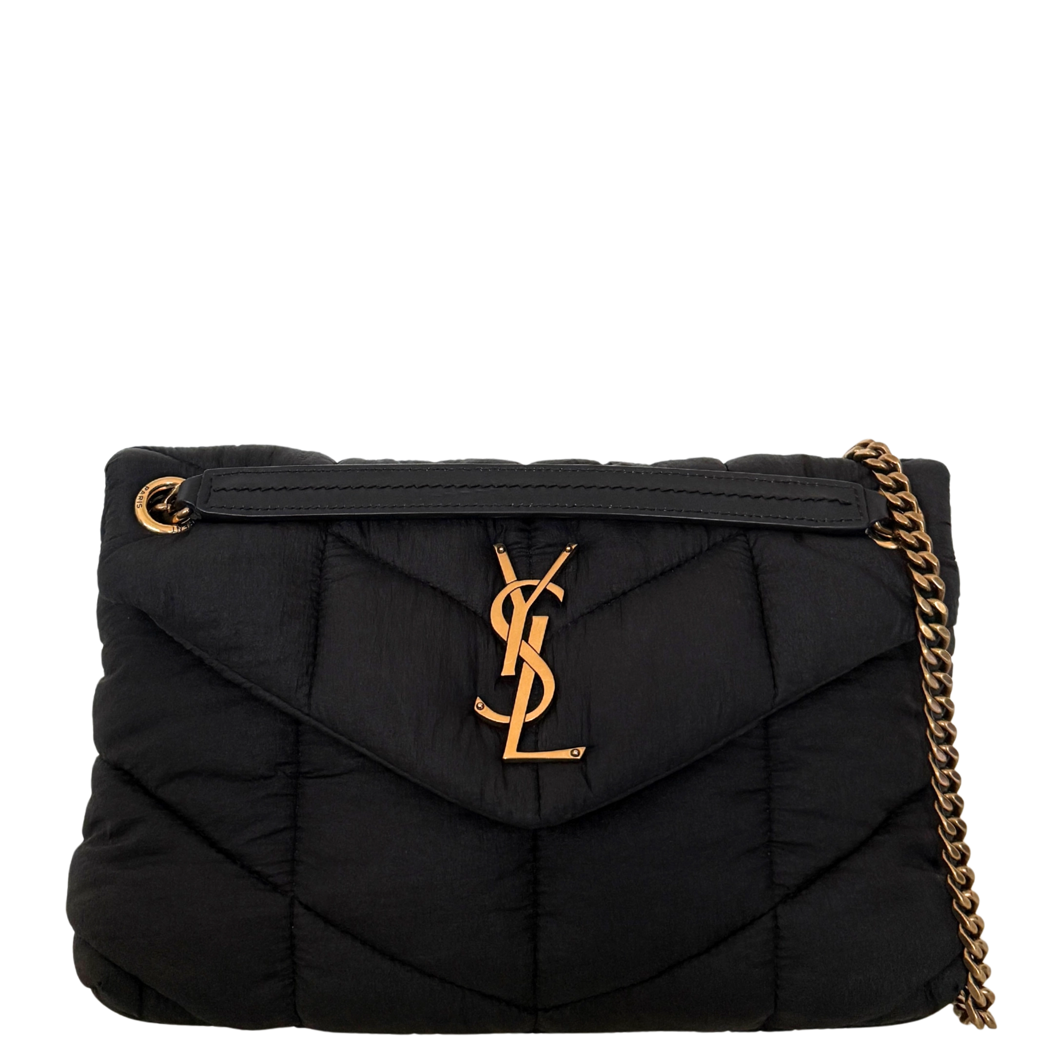 Saint Laurent Puffer Small Nylon Schultertasche Schwarz / sehr gut
