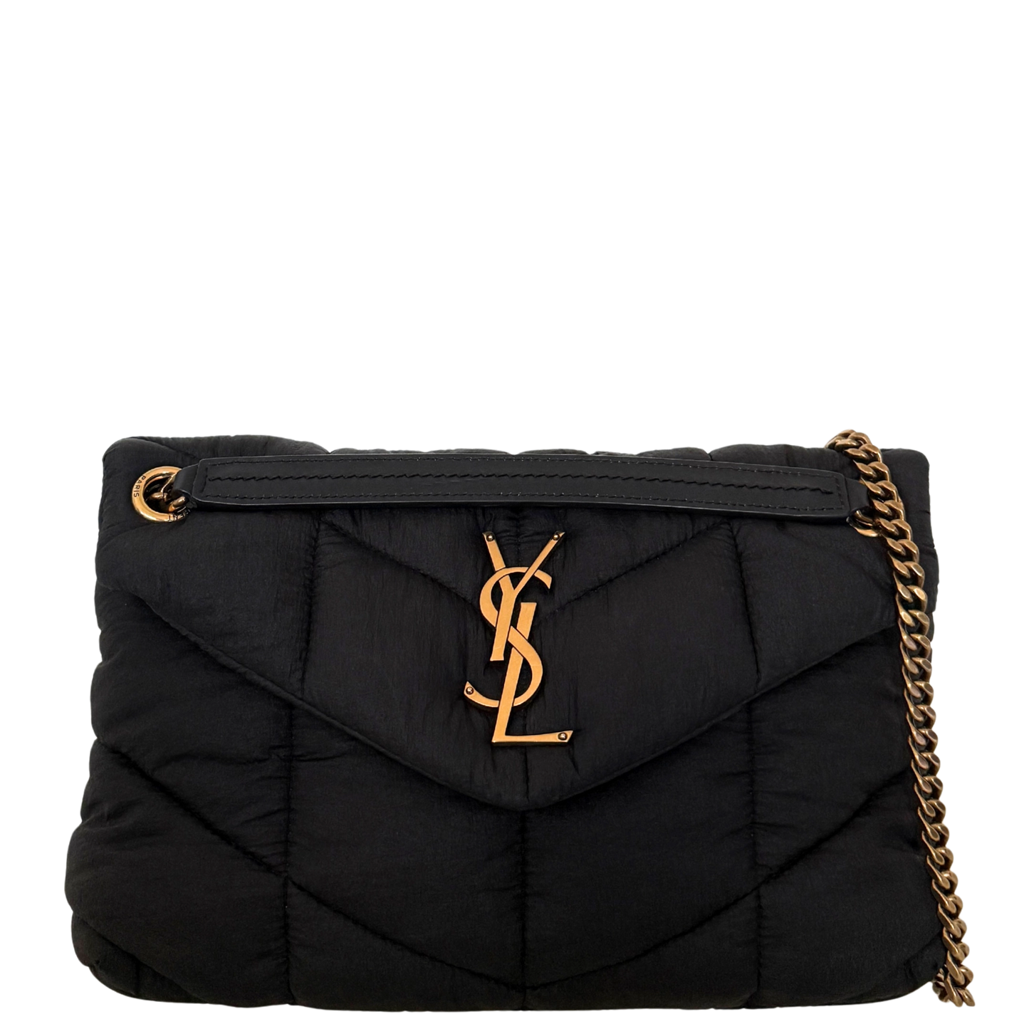 Saint Laurent LouLou Puffer Small Nylon Schultertasche Schwarz / sehr gut