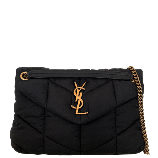 Saint Laurent Puffer Small Nylon Schultertasche Schwarz / sehr gut