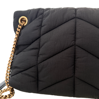 Saint Laurent LouLou Puffer Small Nylon Schultertasche Schwarz / sehr gut