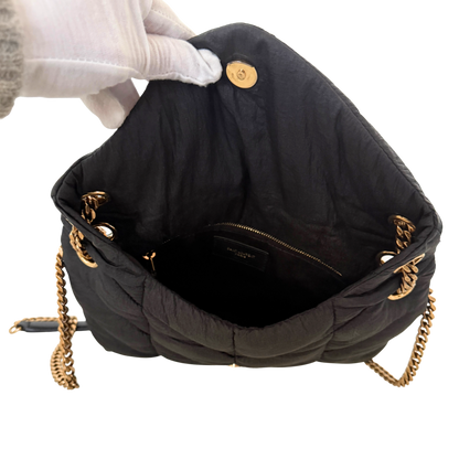 Saint Laurent LouLou Puffer Small Nylon Schultertasche Schwarz / sehr gut