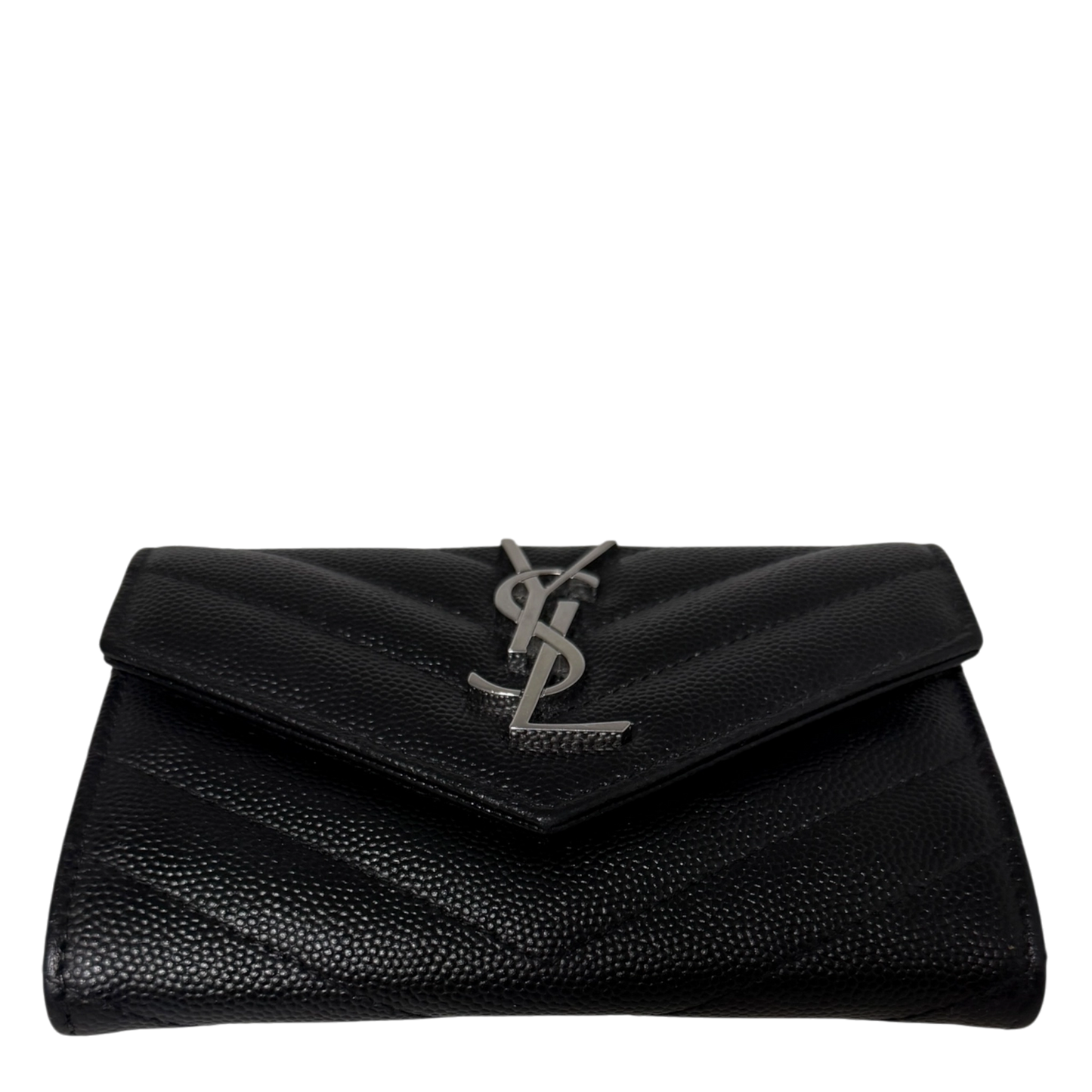 Saint Laurent Cassandre Geldbörse small Leder silberne Hardware / sehr gut Saint Laurent