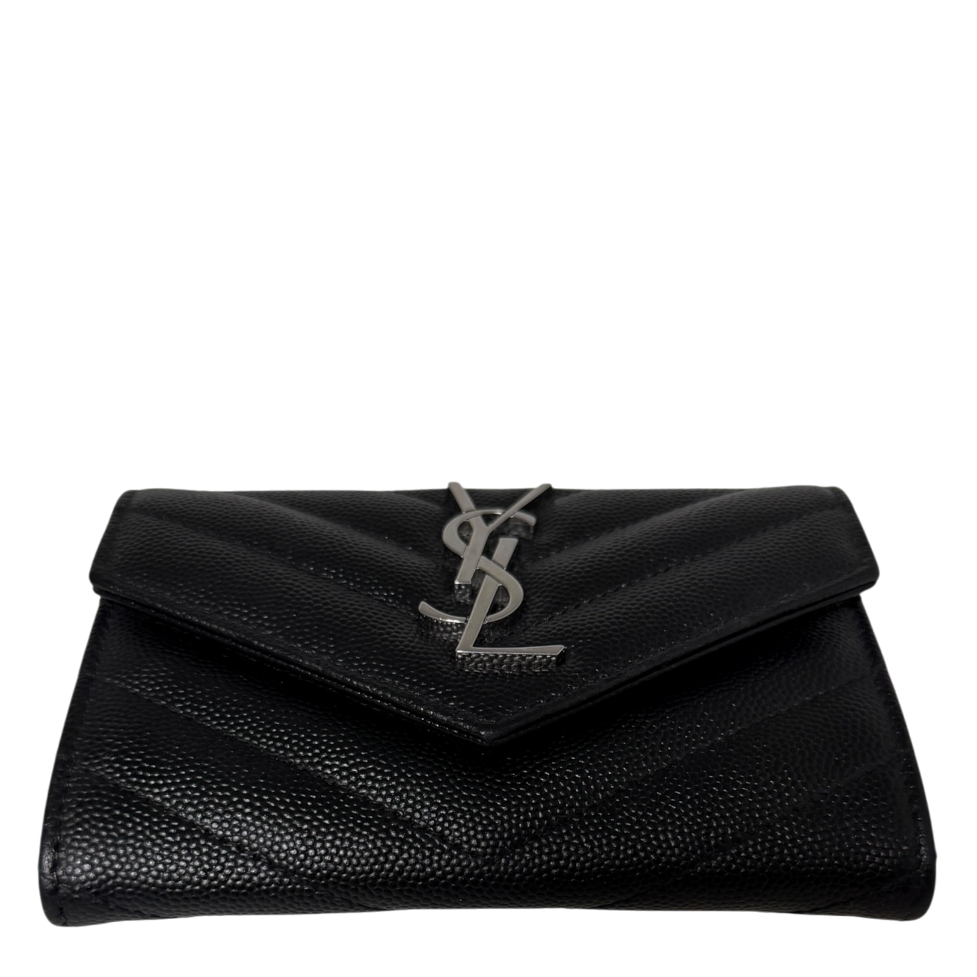 Saint Laurent Cassandre Geldbörse small Leder silberne Hardware / sehr gut Saint Laurent